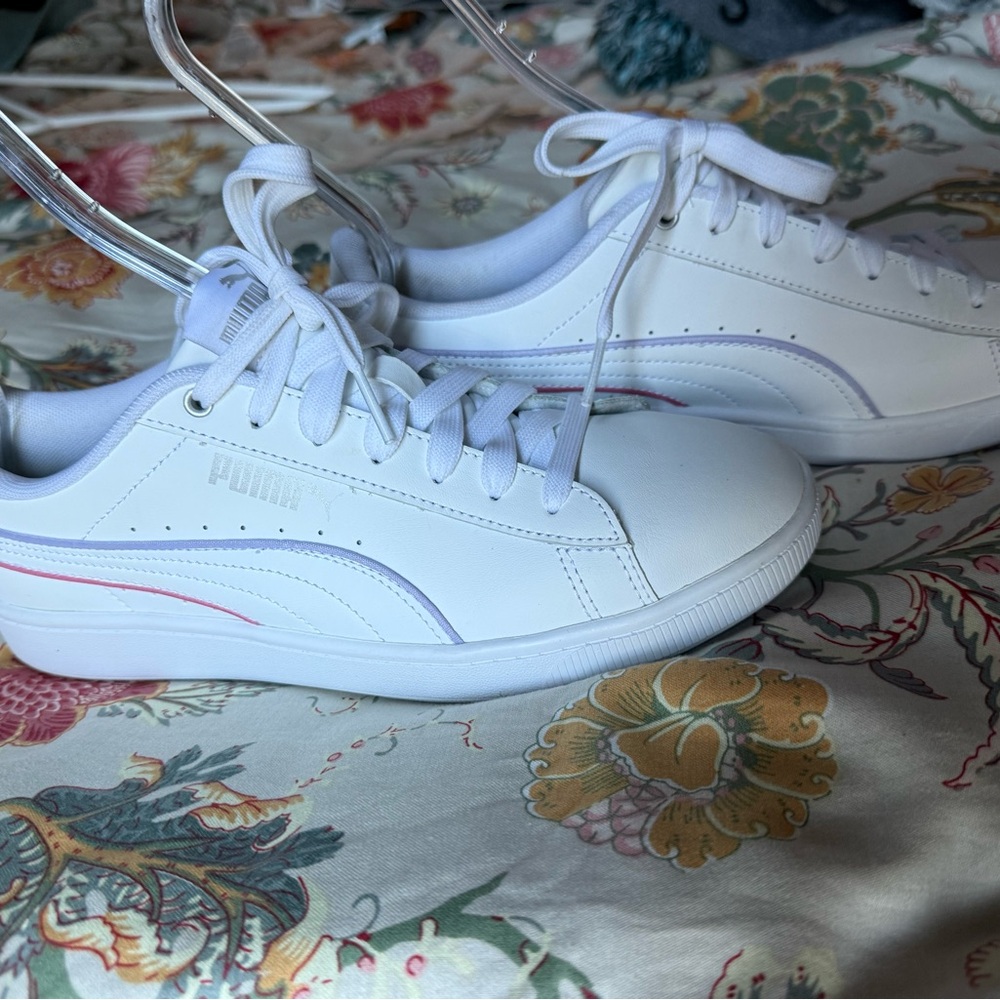 Puma White Sneakers with rainbow trim
